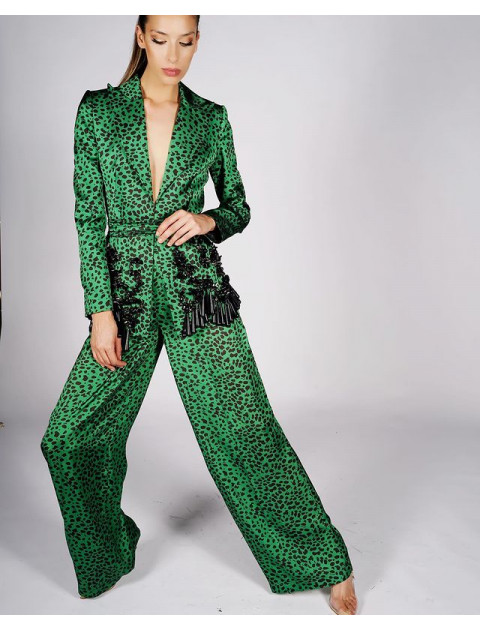 Leopard green pants